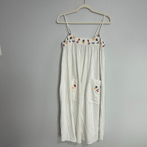 Madewell Fresca Fruit Embroidered Cami White Midi Dress Women’s Size Small - Picture 5 of 10